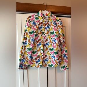 Boden Multicolor Horse-Print Button-Down Shirt